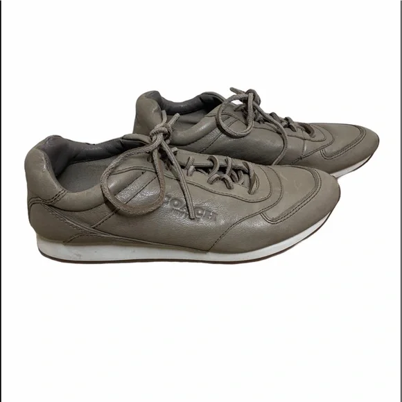 🤎Coach RaeAnn Slate Taupe Tennis Shoes 100% Leather.Rawhide Laces. - Picture 3 of 7